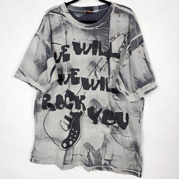 Vintage We Will Rock You All Over Print Mens XL Short Sleeve Graphic T Shirt